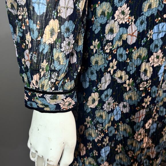 Tory Burch dress size 2 midi floral lagenlook ruffle sheer mock neck feminine - Picture 12 of 16